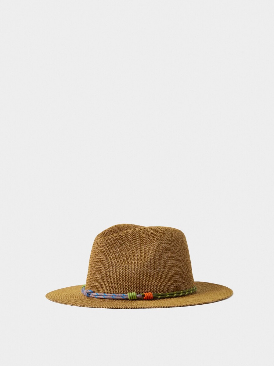 Sombrero Efecto Rafia Con Cinta - natural 