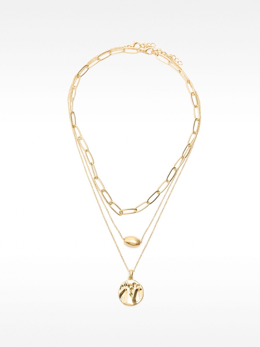 Set De Collares Con Eslabones Y Colgante - dorado 