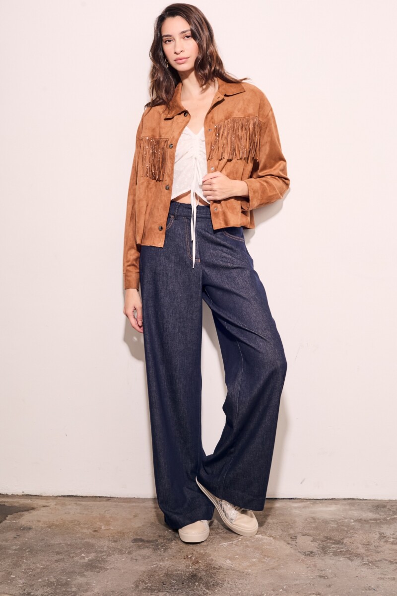 Camisa Flecos Gamuza Vegana Camel