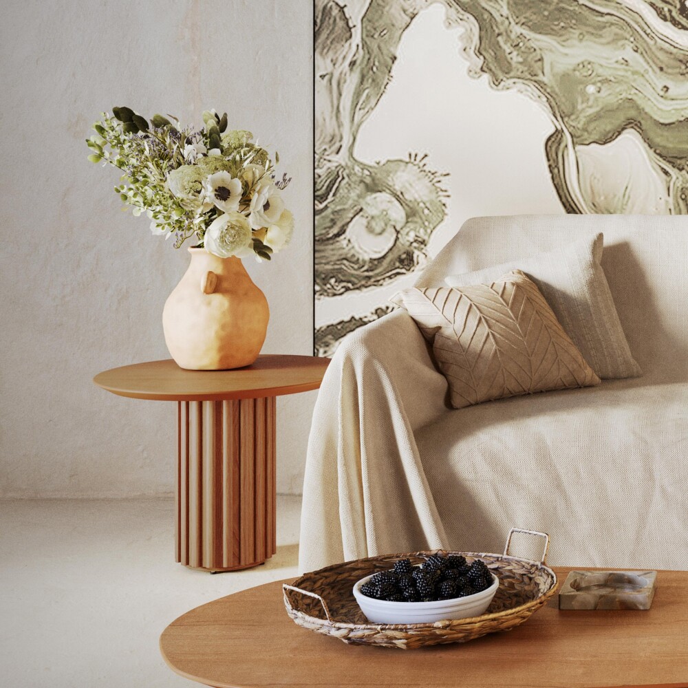 Mesa Lateral - 43cm - Linea Manhattan Natural/Beige