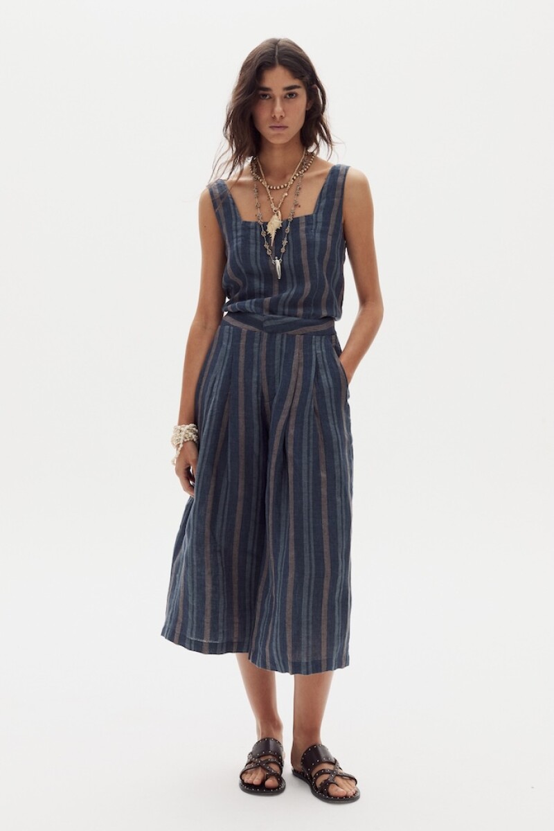 Top Mei en Lino Dusk Stripes