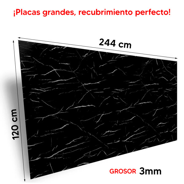 Revestimiento De Pared Flexible PLACA PVC MARMOL 244X120 DISEÑO NEGRO