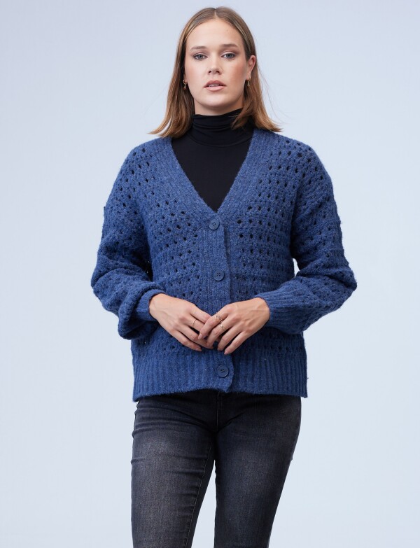 Cardigan Calado AZUL