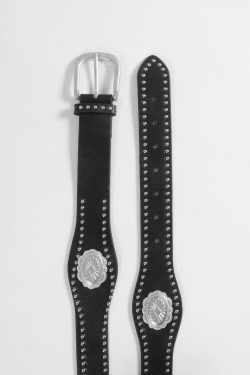 Cinturón aplique medallas negro