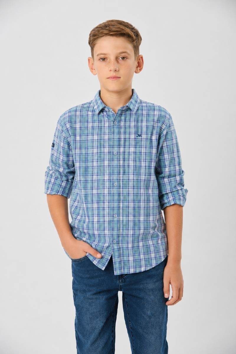 CAMISA A CUADROS - Verde 