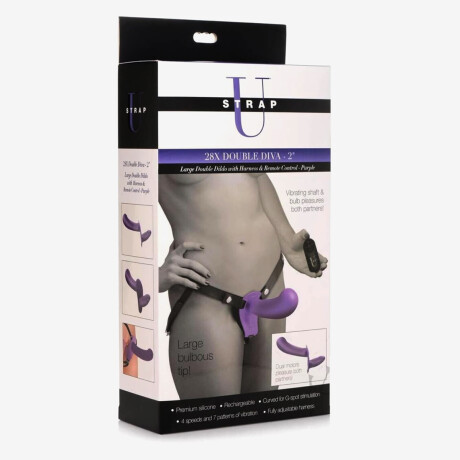 Arnes Vibrador Doble Dildo StrapU 28X Double Diva Violeta