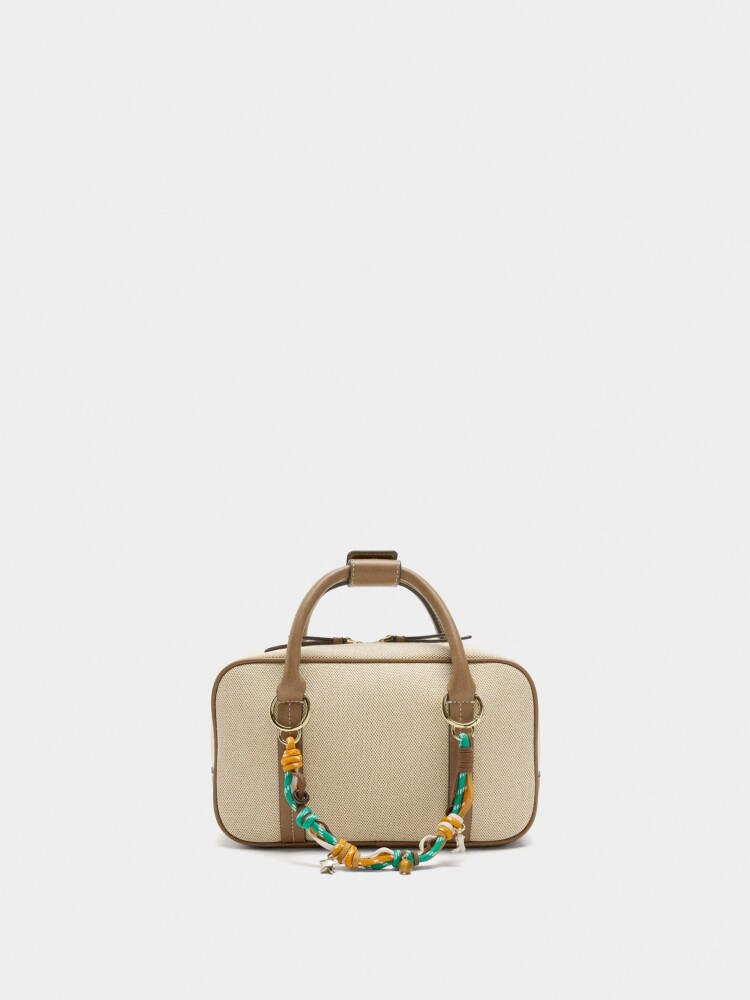 Bolso Tote Rectangular Con Colgante crudo