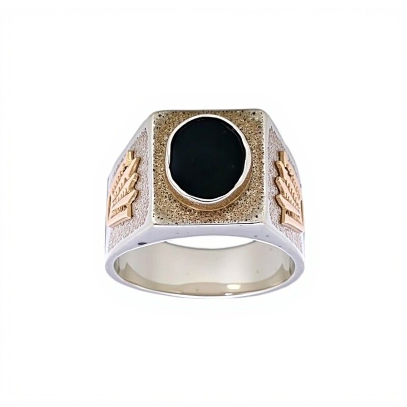Anillo Mesa-Plata y Oro-Piedra Onix-AN5175 conpiedra