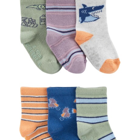 Pack X6 Pares de Medias Antideslizantes Carters Algodón MULTICOLOR