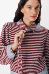 Sweater Fiber Rayas Bordeaux