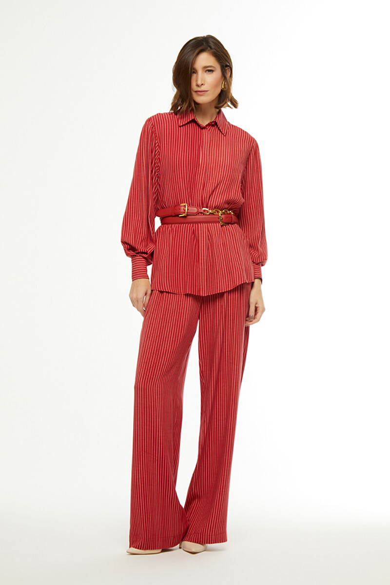 Camisa Lucy Rojo Con Rayas - Rojo 