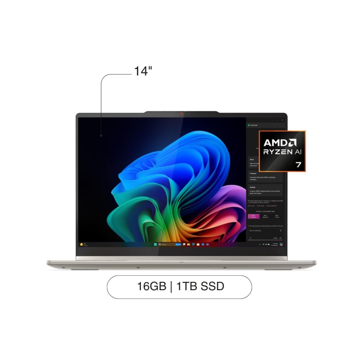 Notebook LENOVO Yoga 7 2 En 1 14' Touch 1TB / 16GB RAM Ryzen 7 AI 7 350 