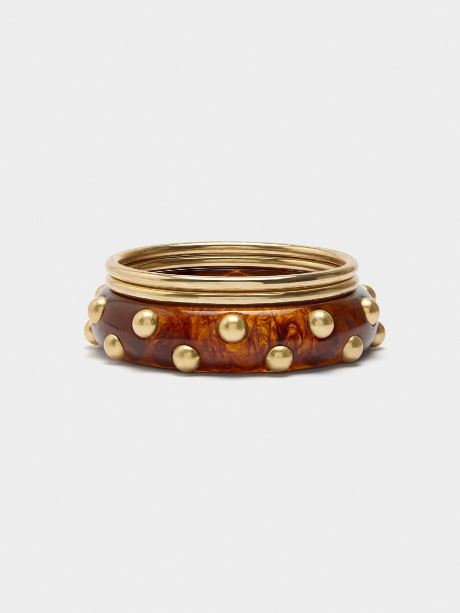 Set De Pulseras Efecto Piedra marron