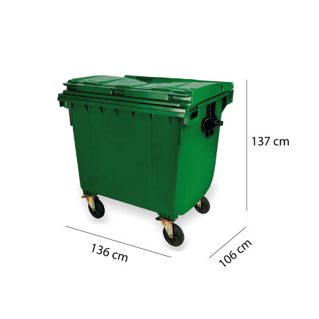 CONTENEDOR DE BASURA CON RUEDAS 1100 LITROS Contenedor de Basura con Ruedas 1100 Litros Verde