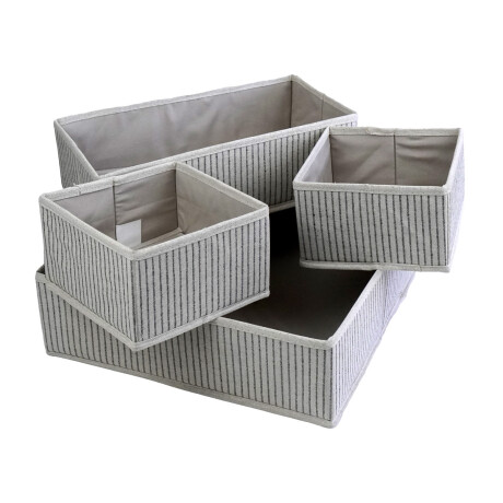 CAJA ORGANIZADORA X4PCS TELA/CARTON PLEGABLE RAYADA CAJA ORGANIZADORA X4PCS TELA/CARTON PLEGABLE RAYADA