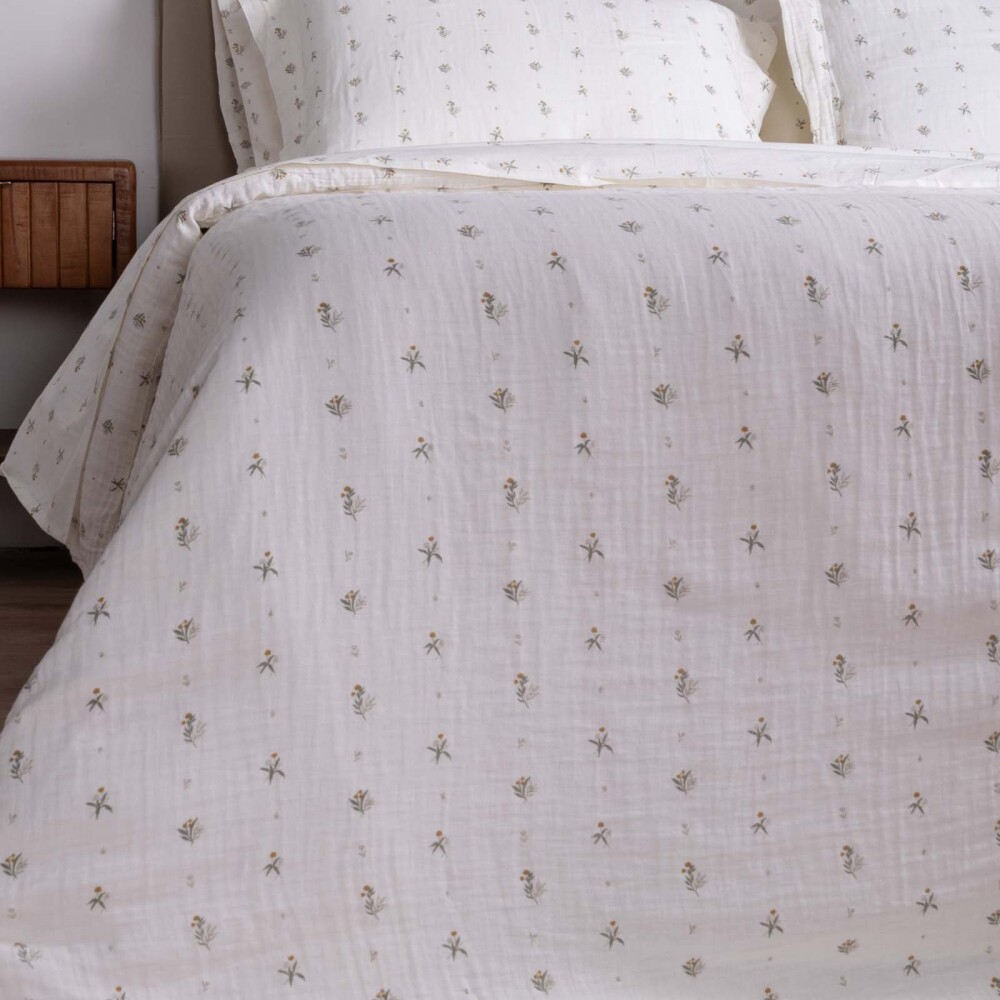 SET FDA. NÓRDICA RELAXED, 1 PLAZA ALGODON MULTICOLOR COTTON GAUZE FLOR