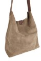 Tote bag de cuero con gamuza Beige