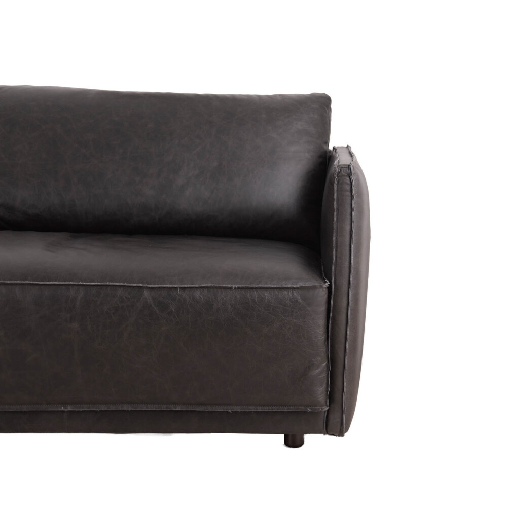 SILLÓN C/CHAISE IZQUIERDO 3 CUERPOS CUERO-100-NATURAL NEGRO ROMEO TP3 LA PAZ
