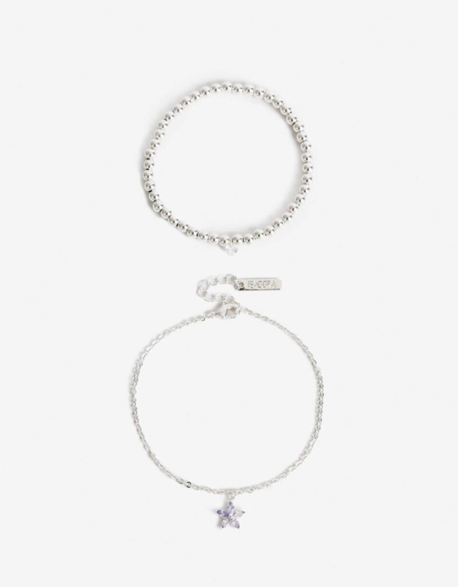 Set De Pulseras Flexibles Cubic - Plateado 