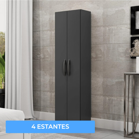 Armario Ropero Multiuso 2 Puertas 170 x 46,2 x 28,5 cm - MDP - Negro Armario Ropero Multiuso 2 Puertas 170 x 46,2 x 28,5 cm - MDP - Negro