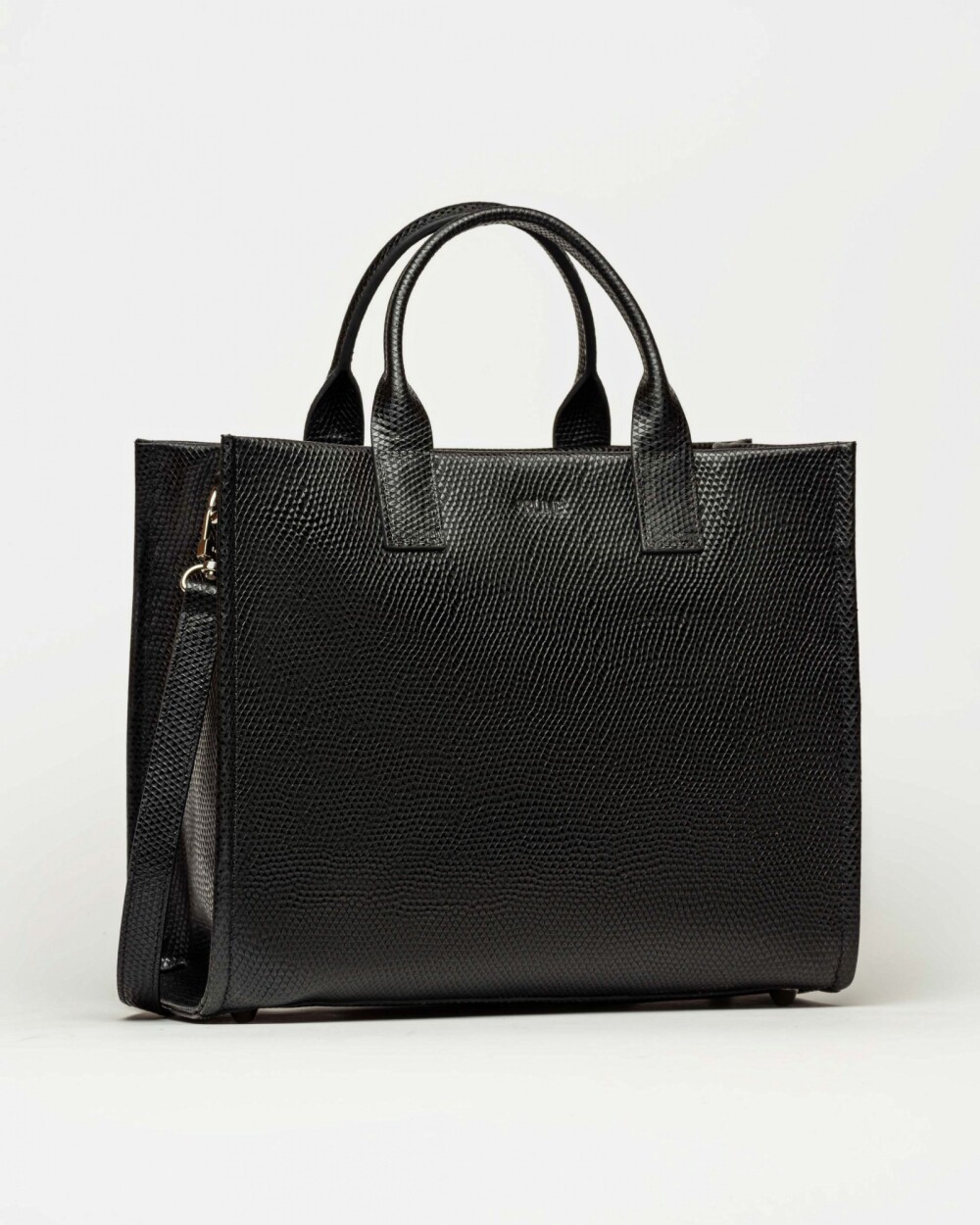 Cartera de mano Capri en cuero snake bitono Negro