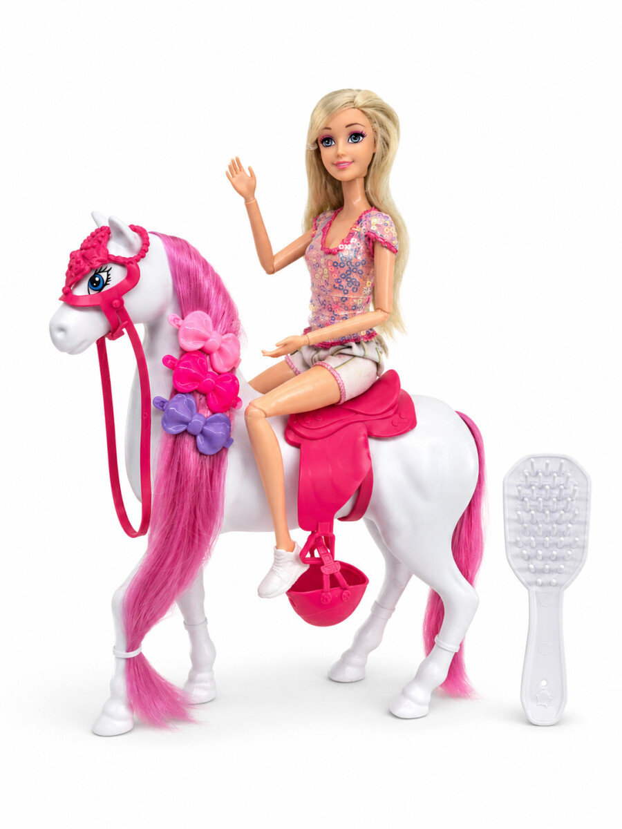 MUÑECA CON CABALLO - ROSADO 
