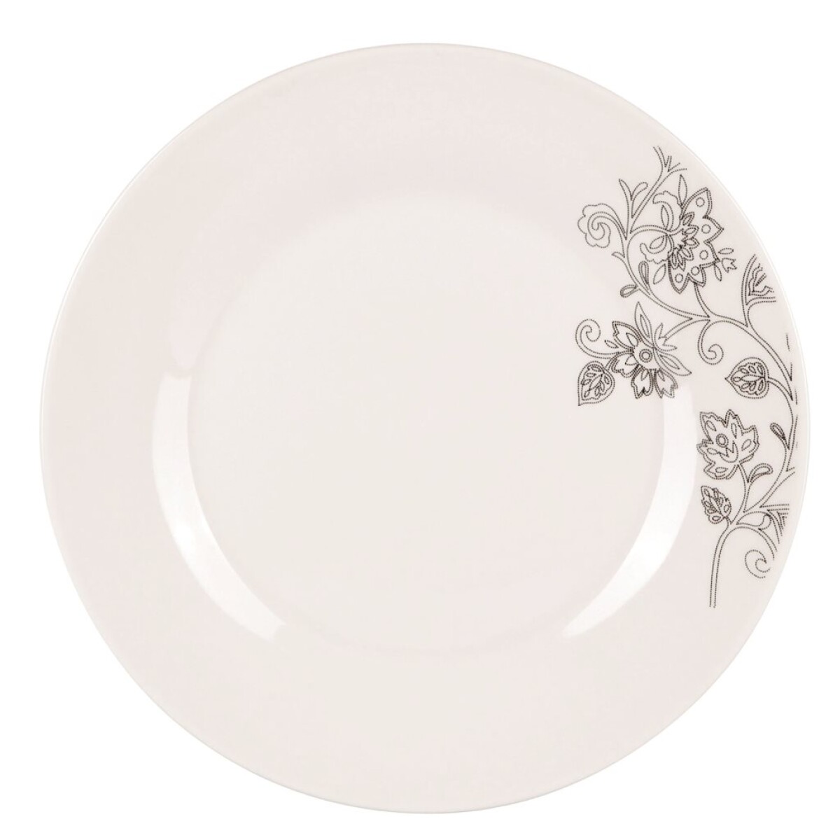 PLATO LLANO PORCELANA 23CM HOJAS GRISES 