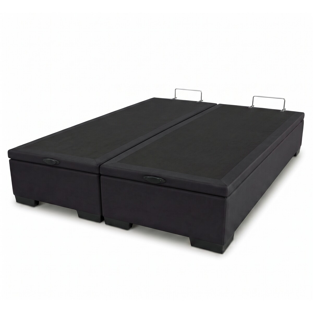 Base Box Baul para Sommier Colchon - Estructura Madera Maciza - Negro - 158 x 198 x 35 cm Doble 