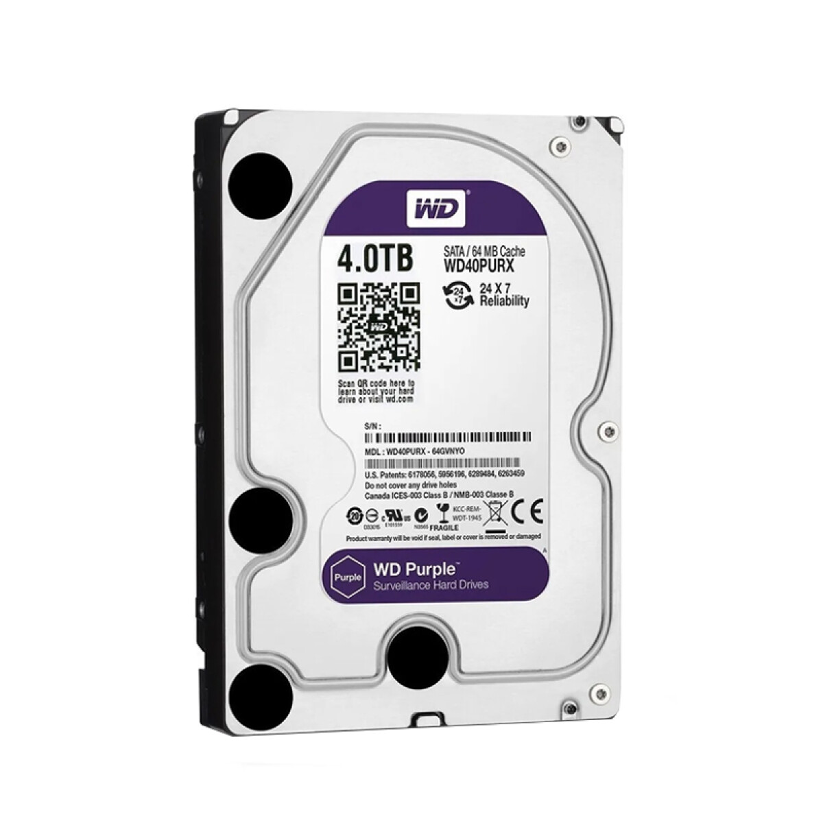 Disco duro HDD 3.5" 4TB Western Digital Purple - Unica 