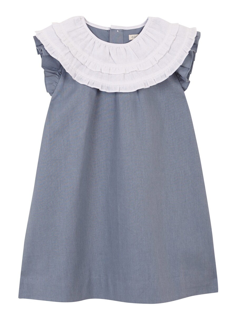 Vestido Cuello Contraste Gris