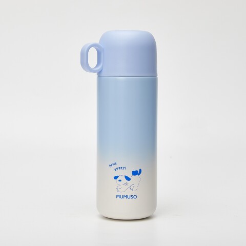 BOTELLA DE AGUA TÉRMICA CON VASO (PERRITO LINDO/AZUL/450 ML) BOTELLA DE AGUA TÉRMICA CON VASO (PERRITO LINDO/AZUL/450 ML)