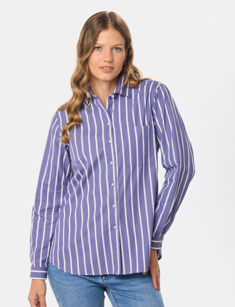 CAMISA A RAYAS DE ALGODÓN Azul