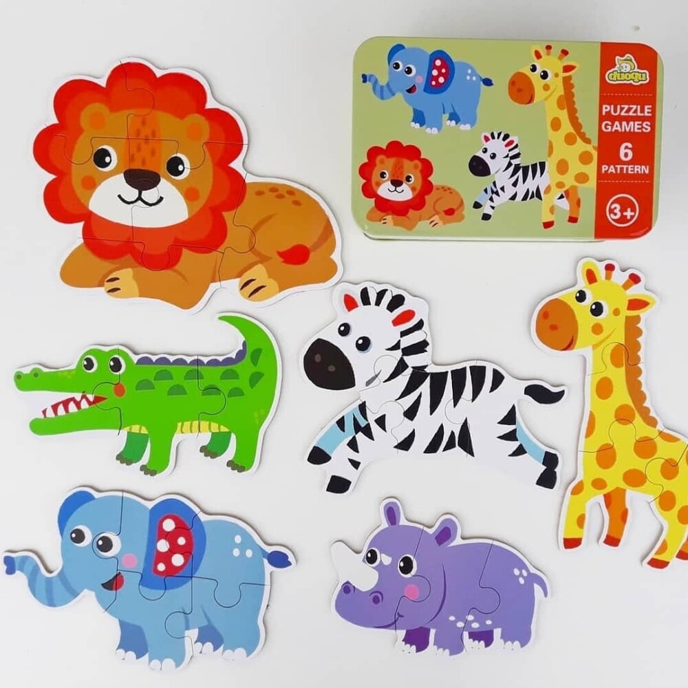 Puzzle divertido en lata animales selva