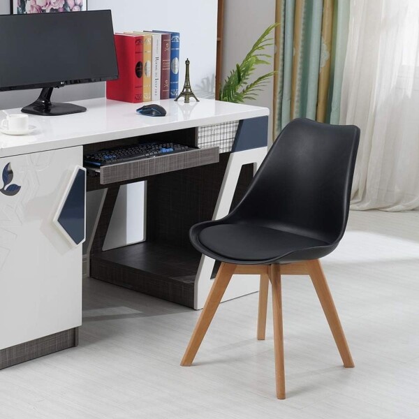 Silla De Comedor Set X4 Eames Nordica De Madera Nueva Asiento Acolchado Relleno Espuma Nuevo Imback Color Negro Silla De Comedor Set X4 Eames Nordica De Madera Nueva Asiento Acolchado Relleno Espuma Nuevo Imback Color Negro