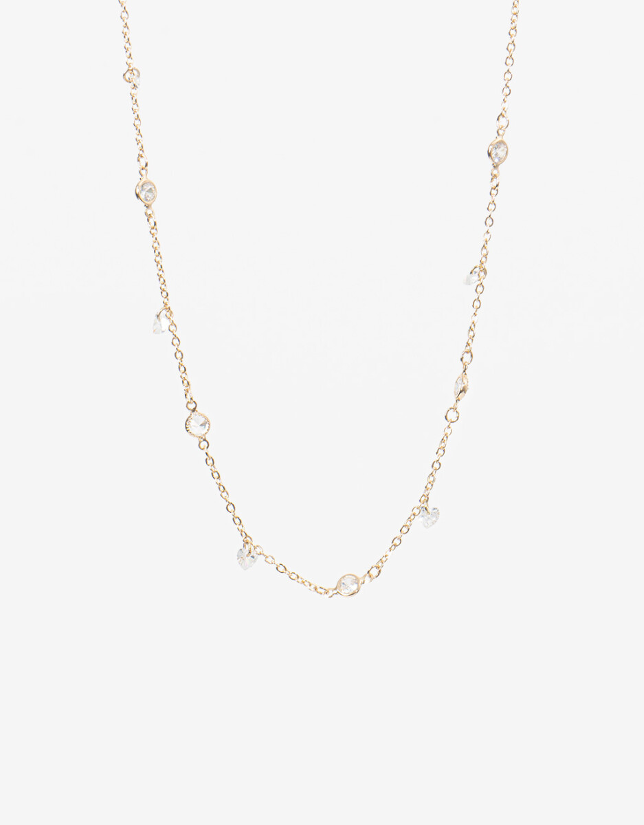 Collar Corto De Corazones Con Cubic Zirconia 