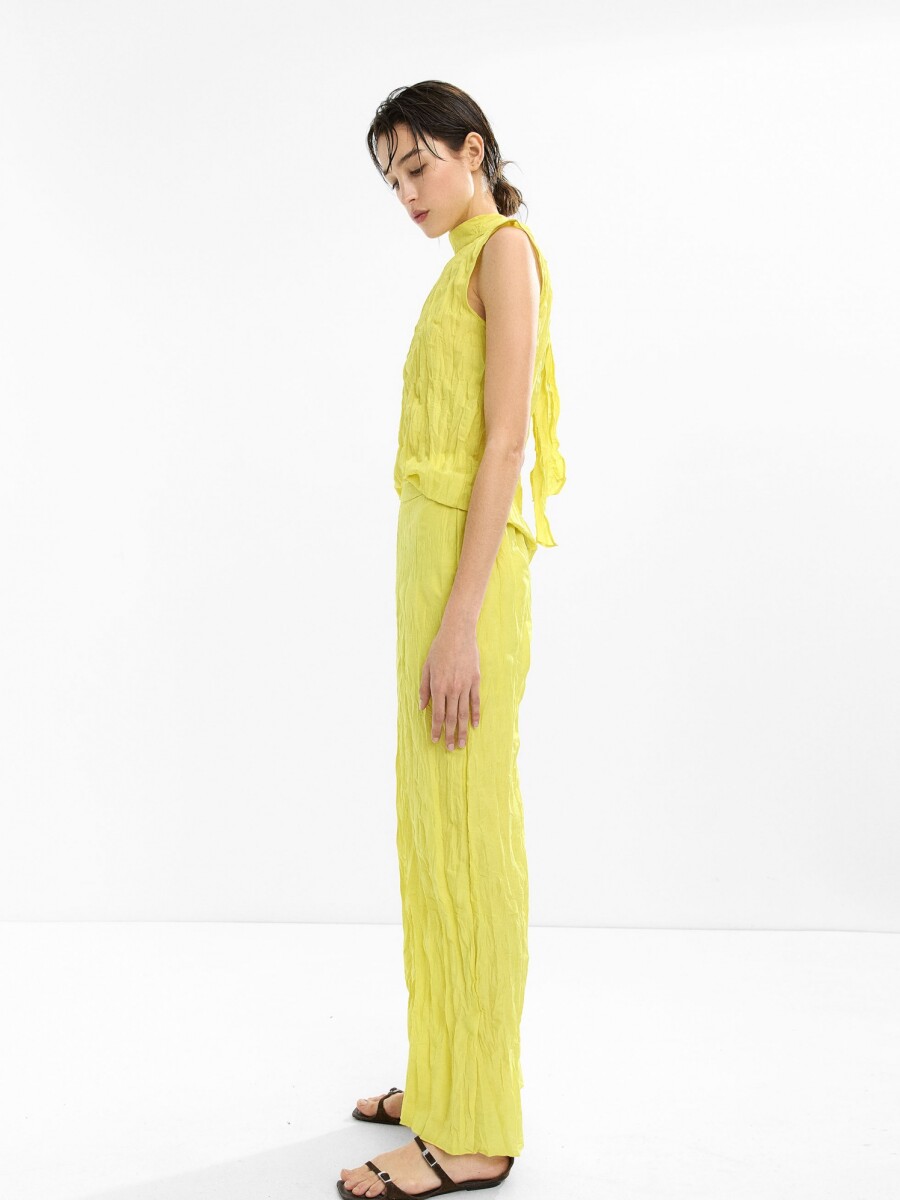 Pantalón Efecto Arrugado amarillo