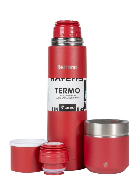 Kit Termo Acero Bala 750mL + Mate Folkie Rojo