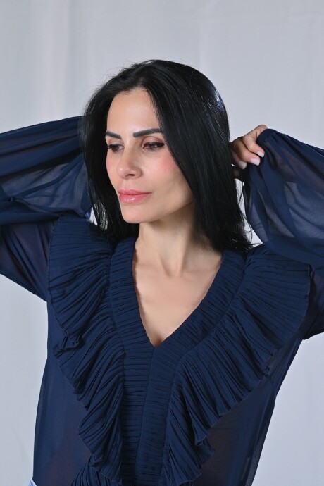 Camisa plisada Chenoa Azul Marino