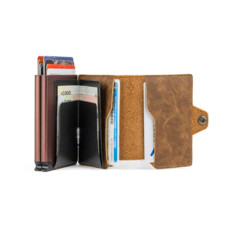 Billetera Baleine Double Kansas Zipper Ligth Brown