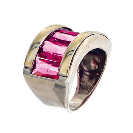 Anillo de plata 925, double en oro 18 ktews y circonias. Anillo de plata 925, double en oro 18 ktews y circonias.