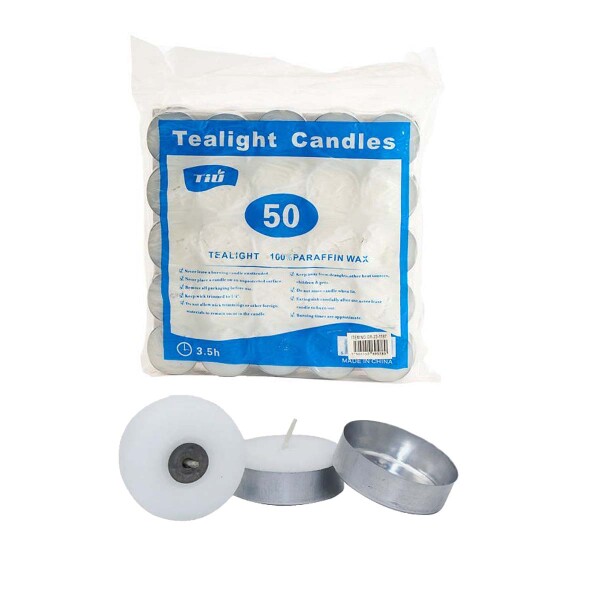 Set de 50 velas de 12 gms duración 3.5 hs Set de 50 velas de 12 gms duración 3.5 hs