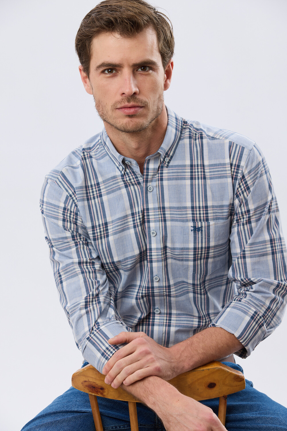 CAMISA CUADROS Celeste