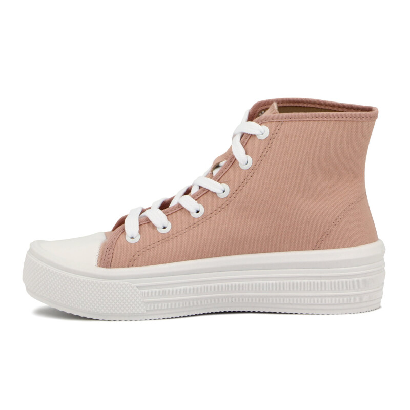 Moleca Bota Casual Lona Acordonado Rosado-blanco