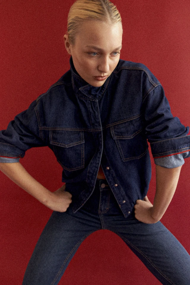 Chaqueta bomber de jean jean oscuro