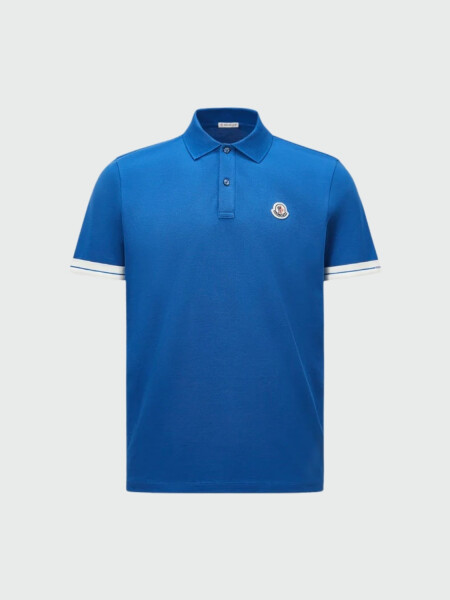 Moncler - Polo de Algodón con Parche con Logotipo Azul