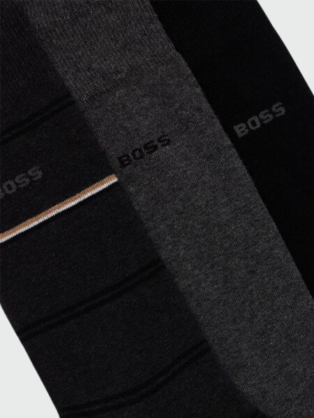 BOSS - Pack X 3 medias de largo medio Carbón
