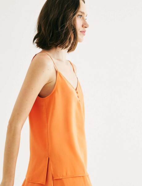 CAMISETA SIN MANGAS REGULAR EN TONO MELOCOTÓN NARANJA