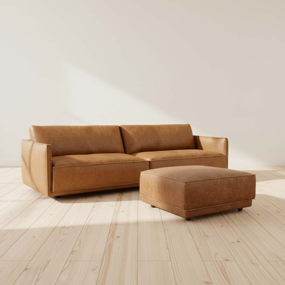 PUFF ROMEO CAMEL + SOFA ROMEO 3 CUERPOS