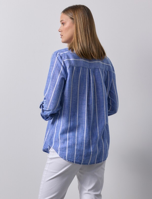 Camisa Lino AZUL/BLANCO
