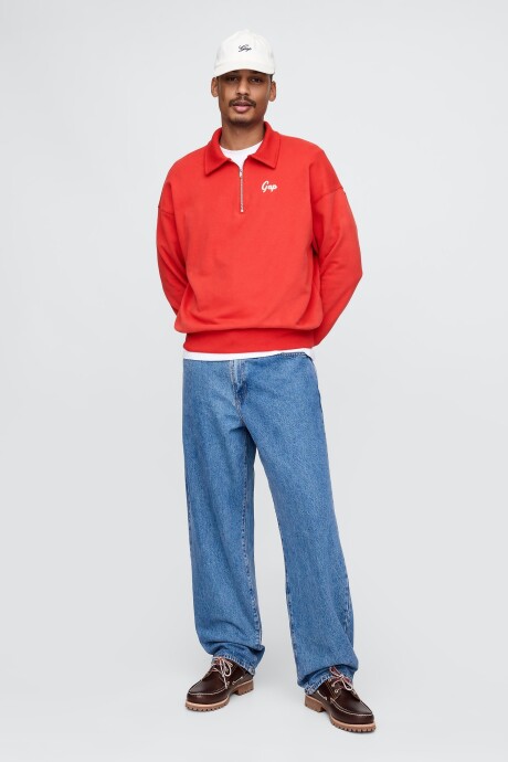 Buzo Tipo Polo Medio Cierre Logo Gap Hombre Tomato Sauce
